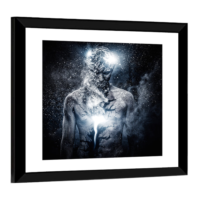 Glowing Core Surreal Portrait Wall Art as a framed print