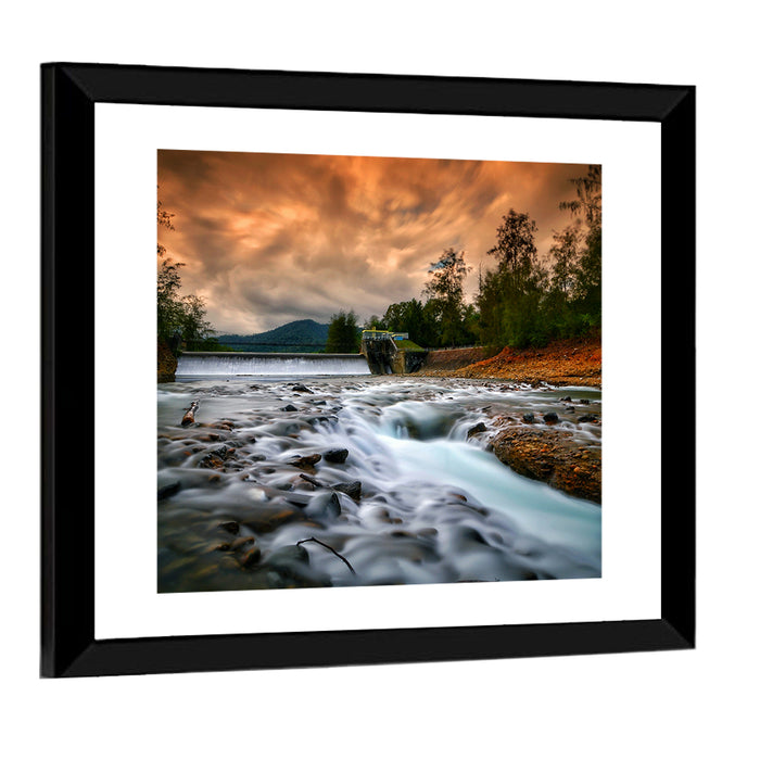 Mentawa Dam at Dusk Wall Art as a framed print