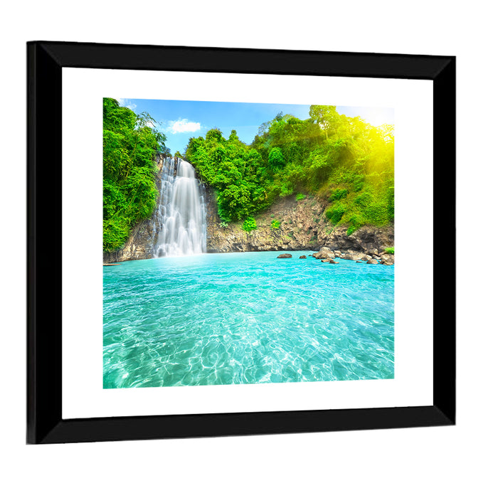 Dambri Waterfall Turquoise Pool Wall Art as a framed print