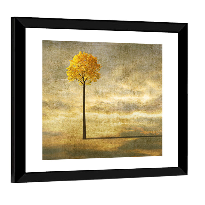 Solitary Tree at Golden Hour Wall Art as a framed print