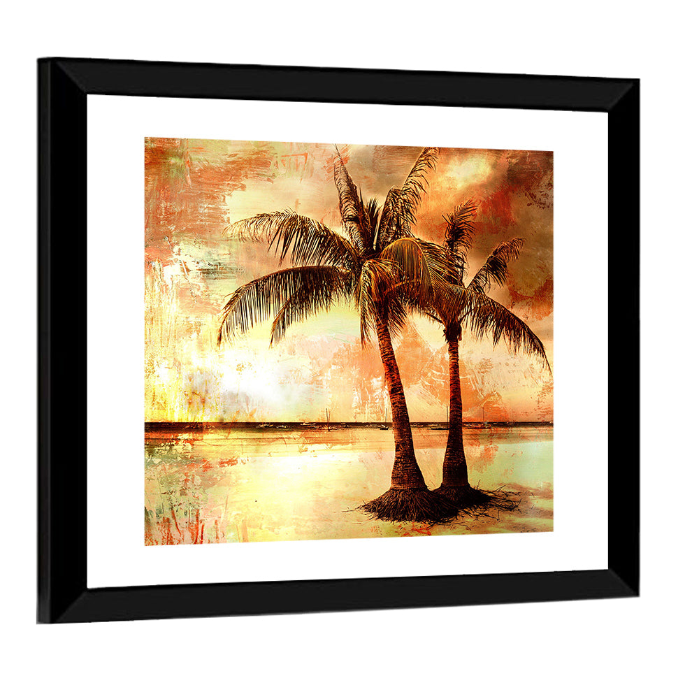 Tropical Beach Sunset Artwork Wall Art