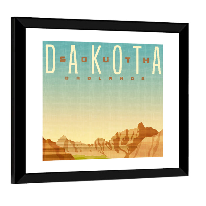 South Dakota Badlands Travel Sticker Wall Art as a framed print