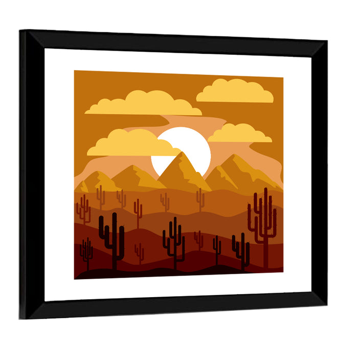 Layered Desert Sunset Wall Art as a framed print