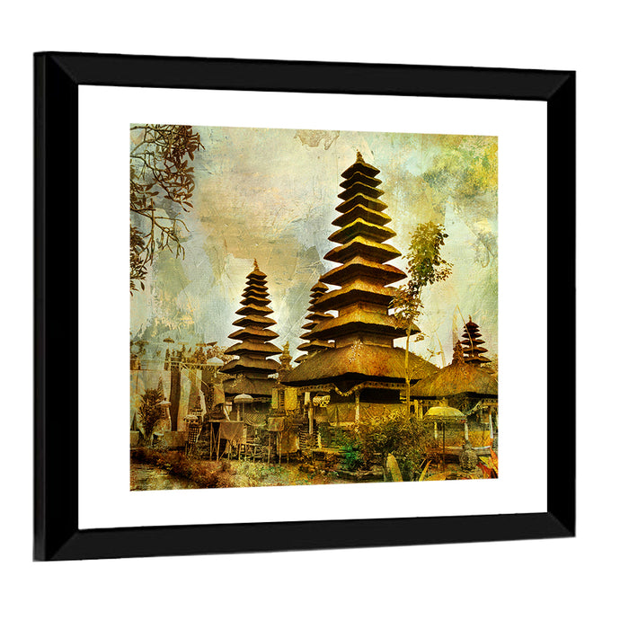 Pura Besakih Meru Towers Wall Art as a framed print