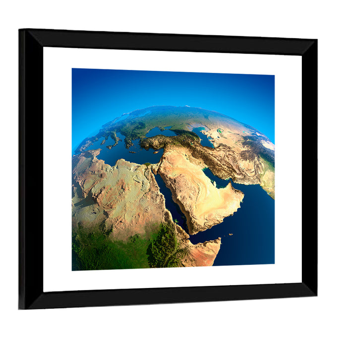 Satellite View of the Middle East Wall Art as a framed print