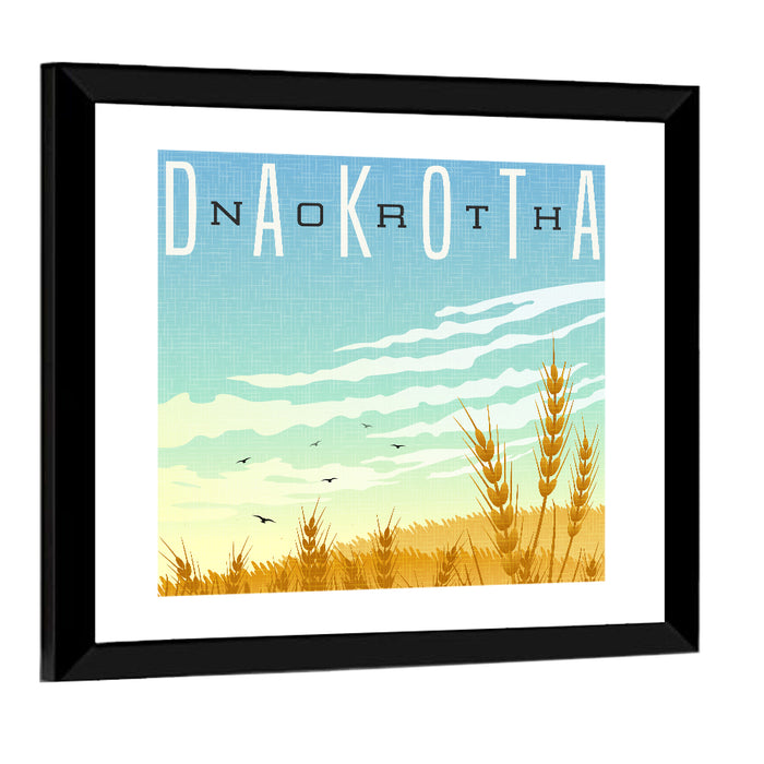 North Dakota Wheat Field Graphic Wall Art as a framed print