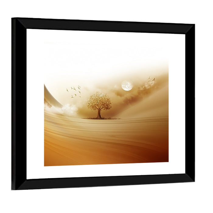 Moonlit Desert Tree Wall Art as a framed print