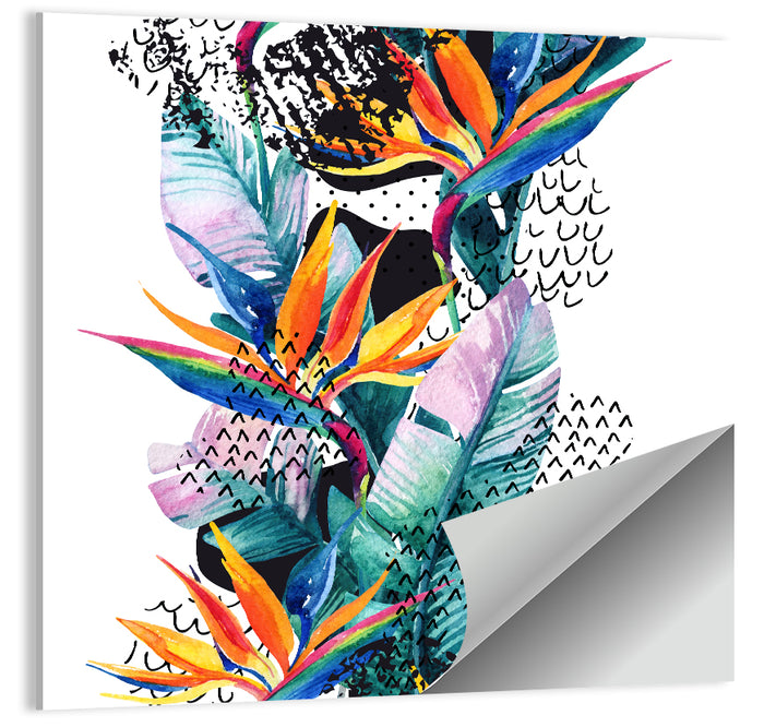Bird of Paradise Floral Texture Wall Art as a poster print
