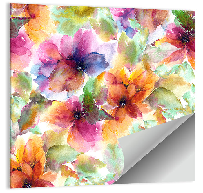 Vibrant Watercolor Floral Pattern Wall Art as a poster print
