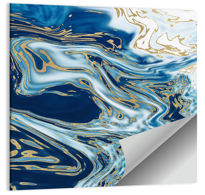 Blue Marble with Gold Veins Wall Art as a poster print