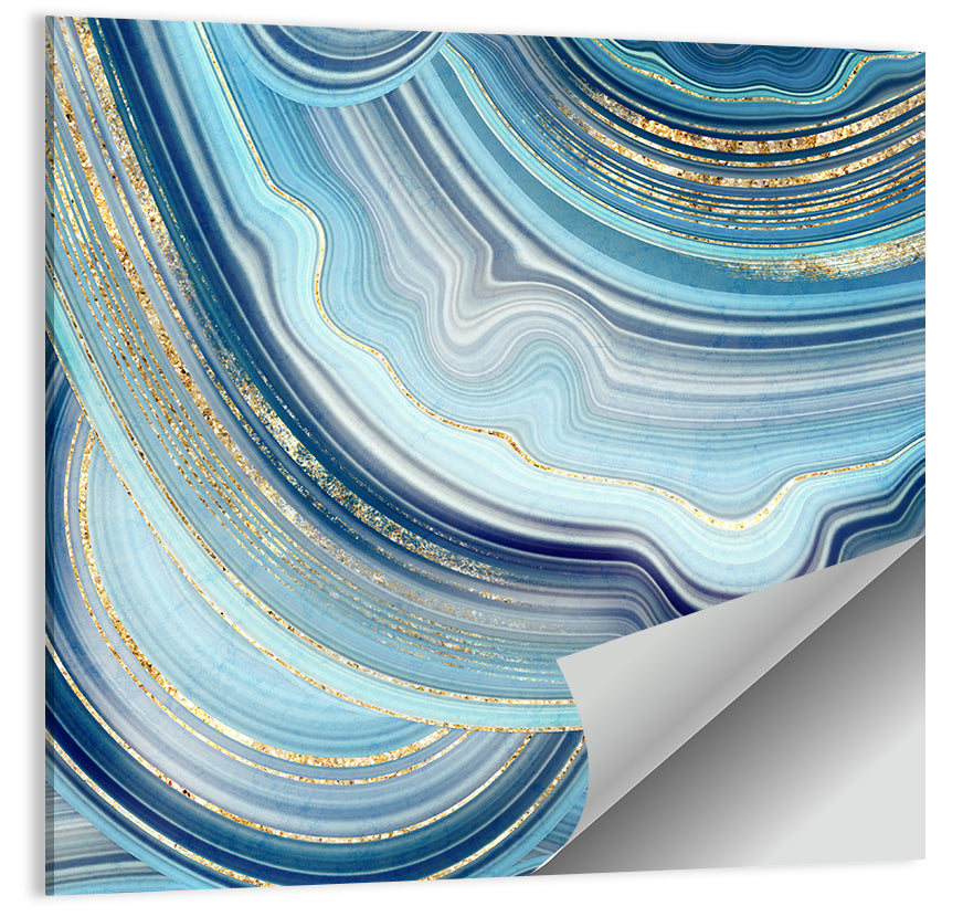 Navy and Gold Agate Slice Wall Art, poster print, square