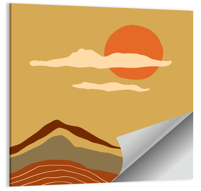 Terracotta Sunset Landscape Wall Art as a poster print