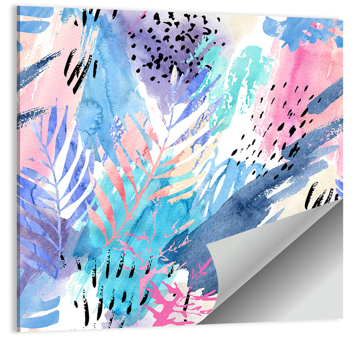 Palm Leaf Watercolor Collage Wall Art as a poster print