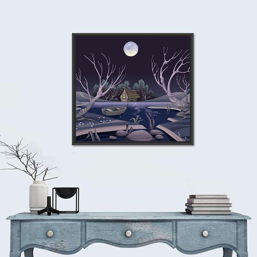 Pond In Night Wall Art