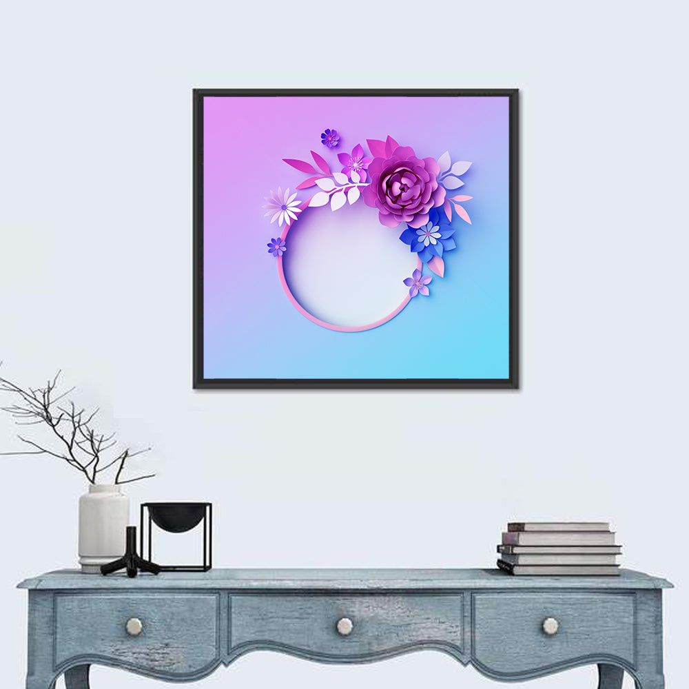 3d Neon Paper Flowers Wall Art