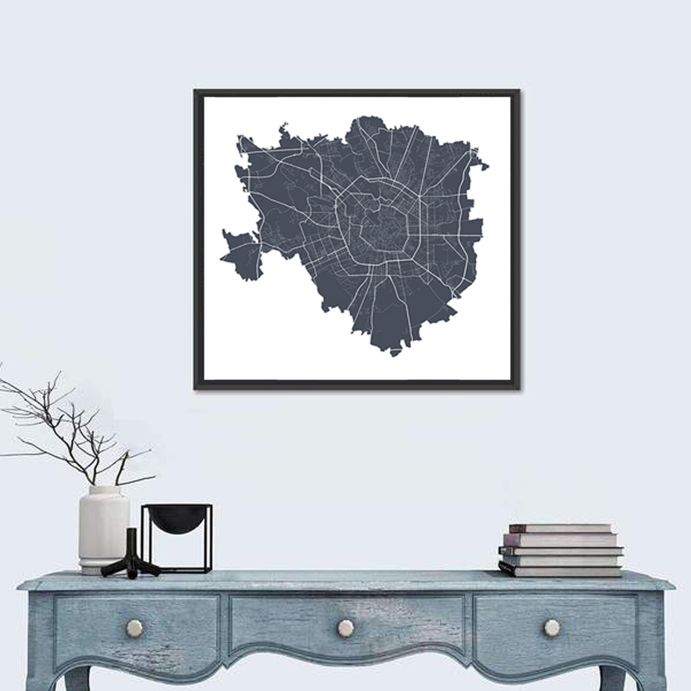 Milan City Map Wall Art