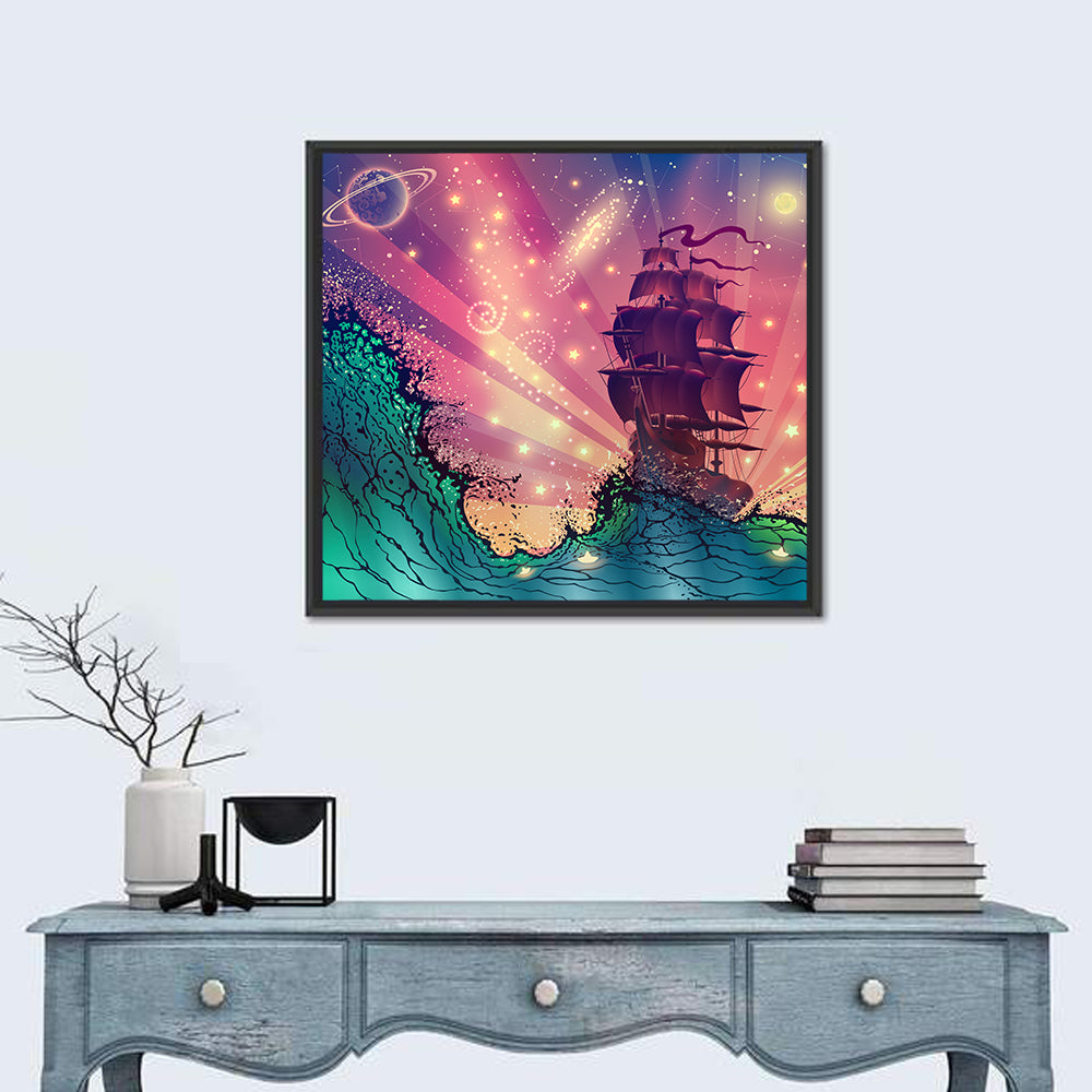 Ship On Sea Waves Wall Art