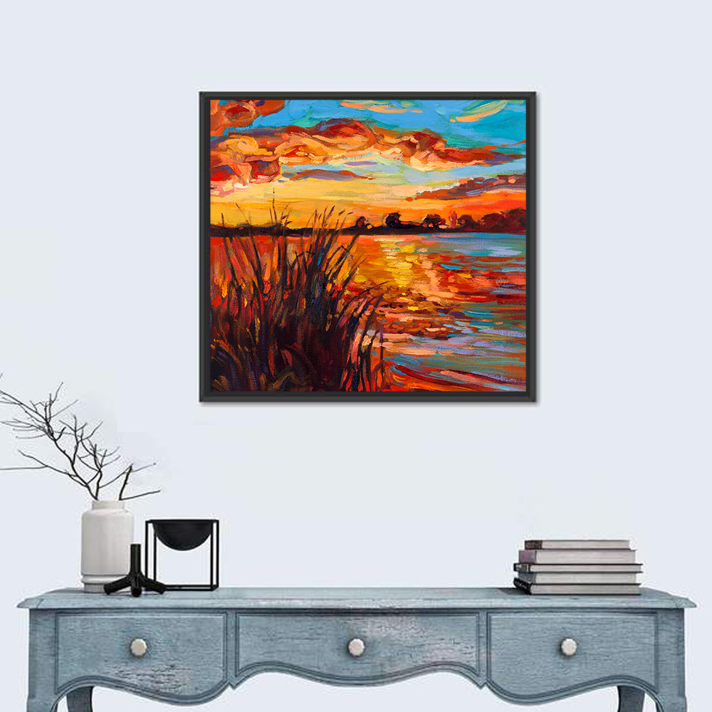 Sunset Over Lake Wall Art