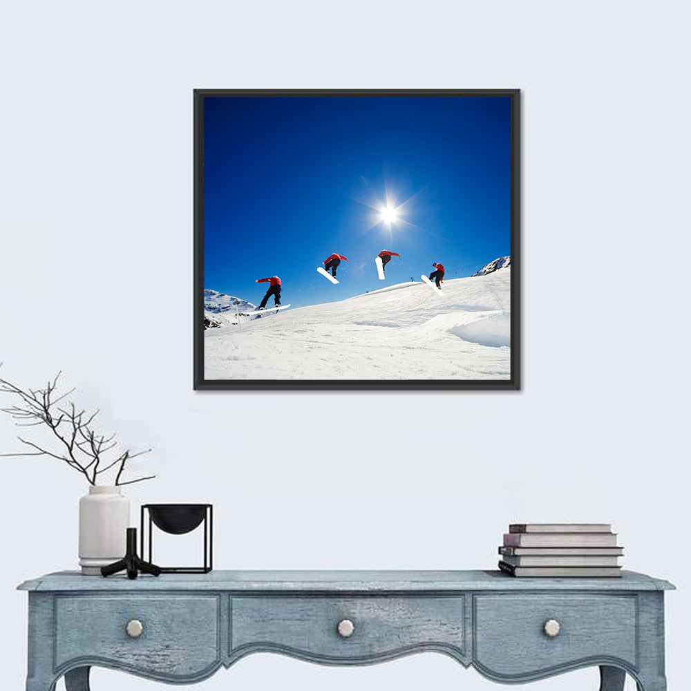 Snowboarder Going Over Jump Wall Art