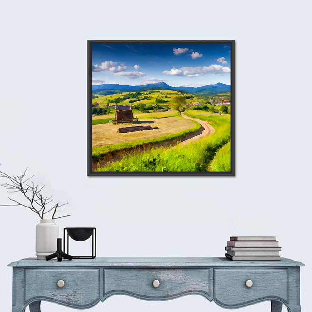Summer Mountains Village Wall Art