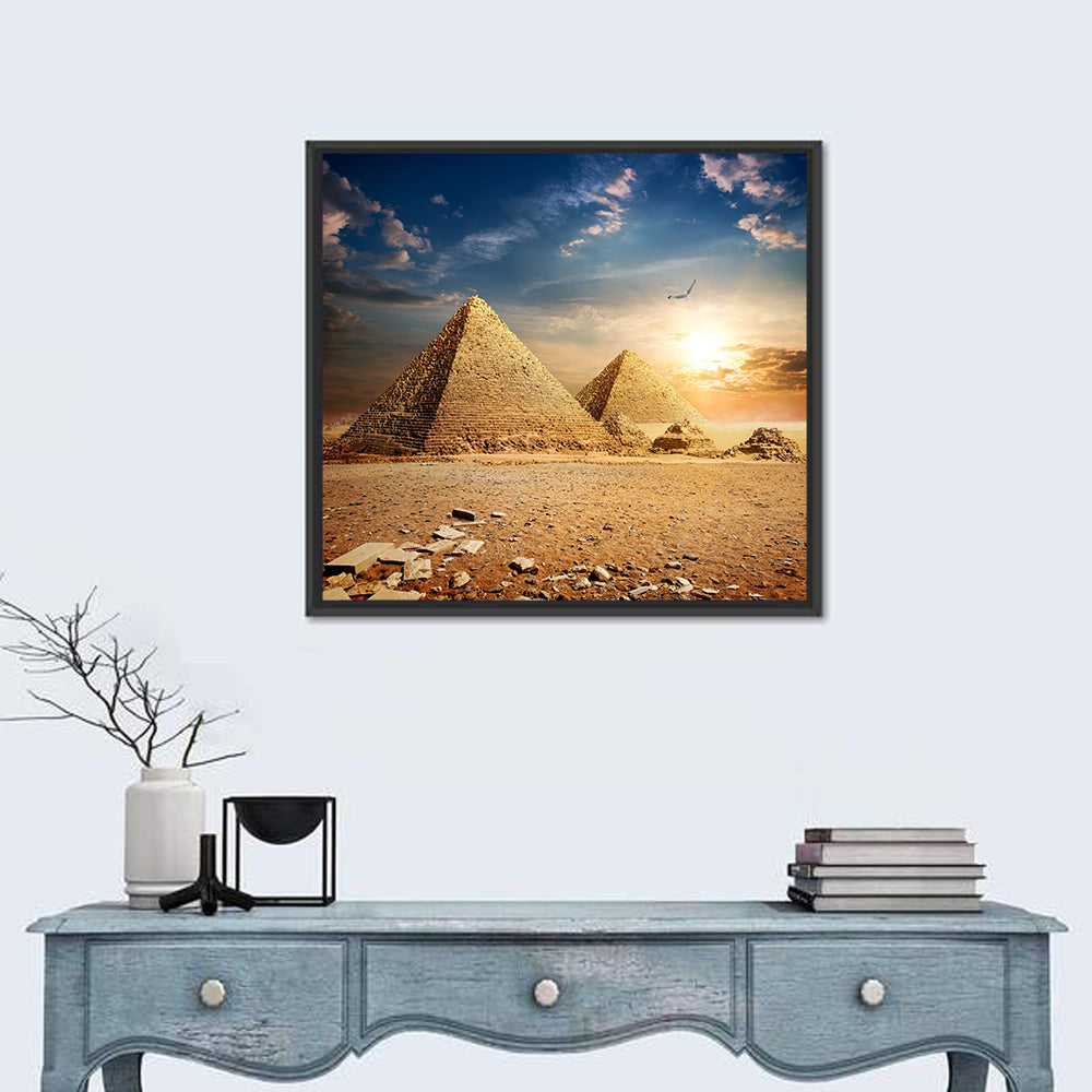 Pyramids At The Sunset Wall Art
