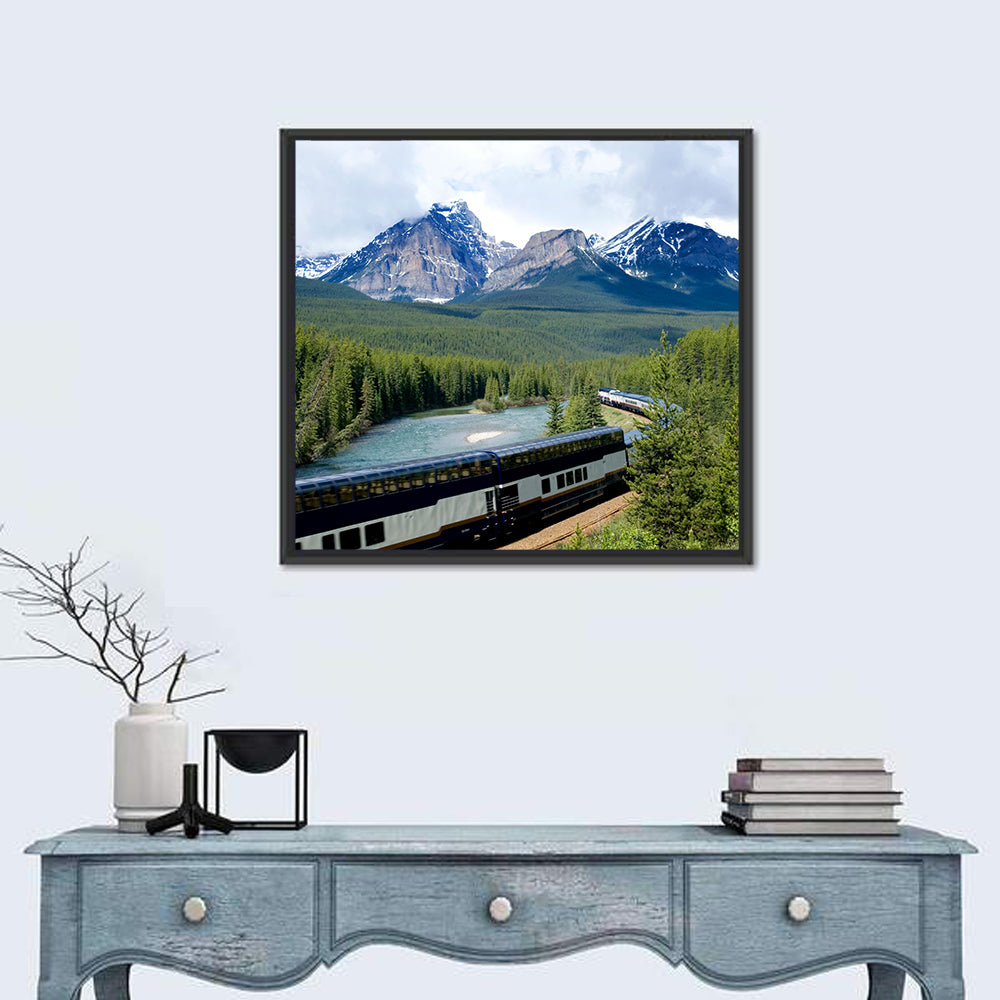 Train In Canadian Rockies Wall Art