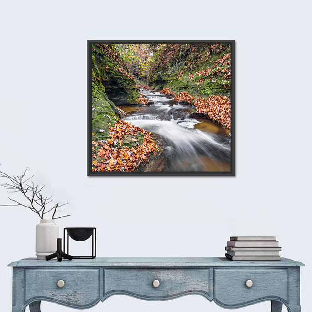 Water cascades in Warren County, Indiana Wall Art