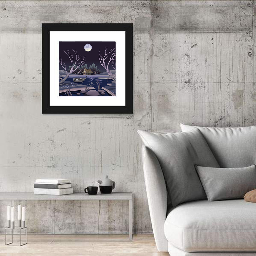 Pond In Night Wall Art