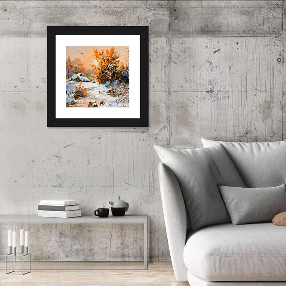Rural Winter Painting Wall Art