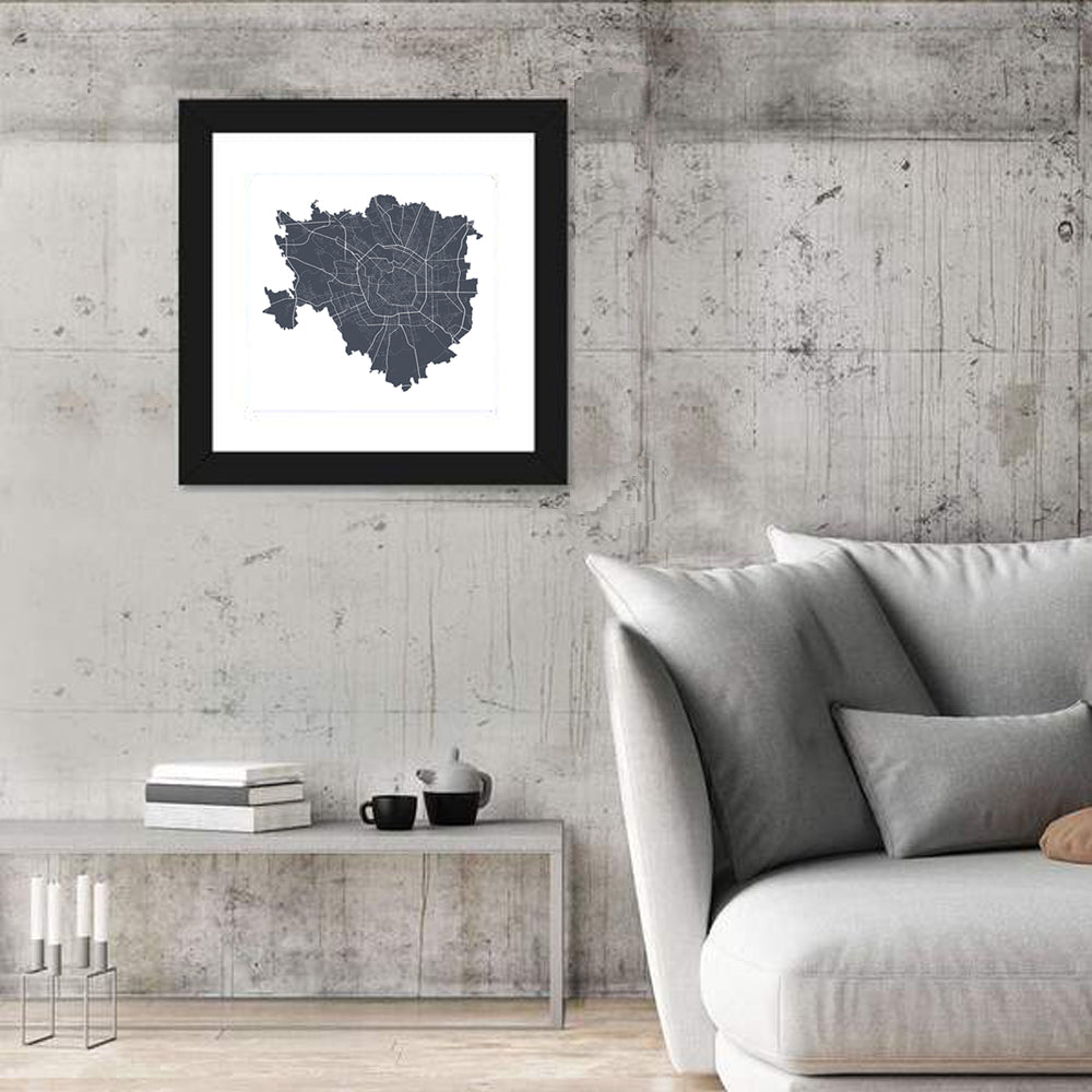 Milan City Map Wall Art