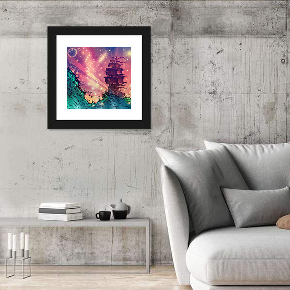 Ship On Sea Waves Wall Art