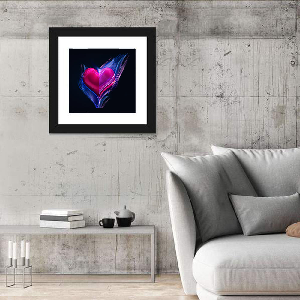 Burning Pink Heart In Blue Fire Wall Art