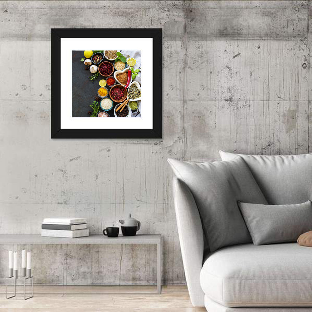 Various Spices In A Bowls Wall Art