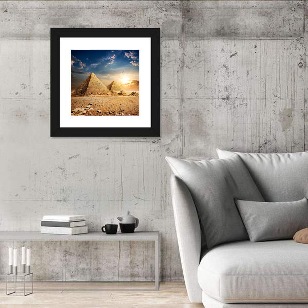 Pyramids At The Sunset Wall Art