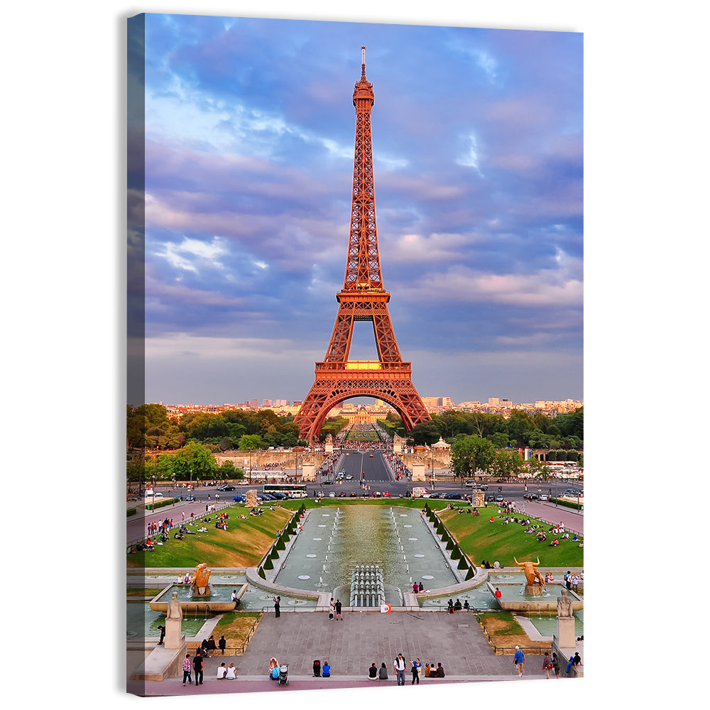 Eiffel Tower At Cloudy Sunset Wall Art