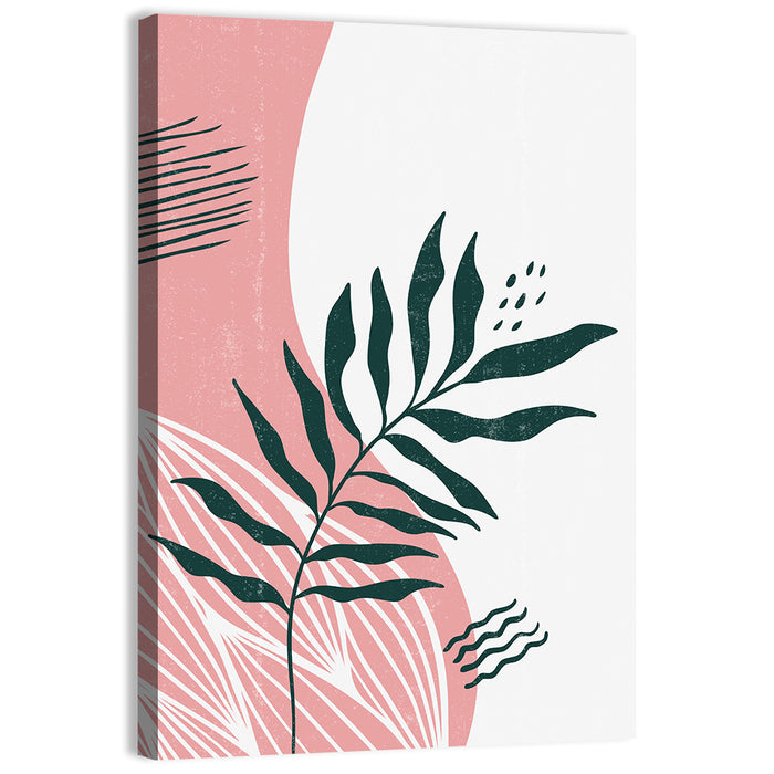 Pink Fern Boho Minimalist Wall Art as a canvas print