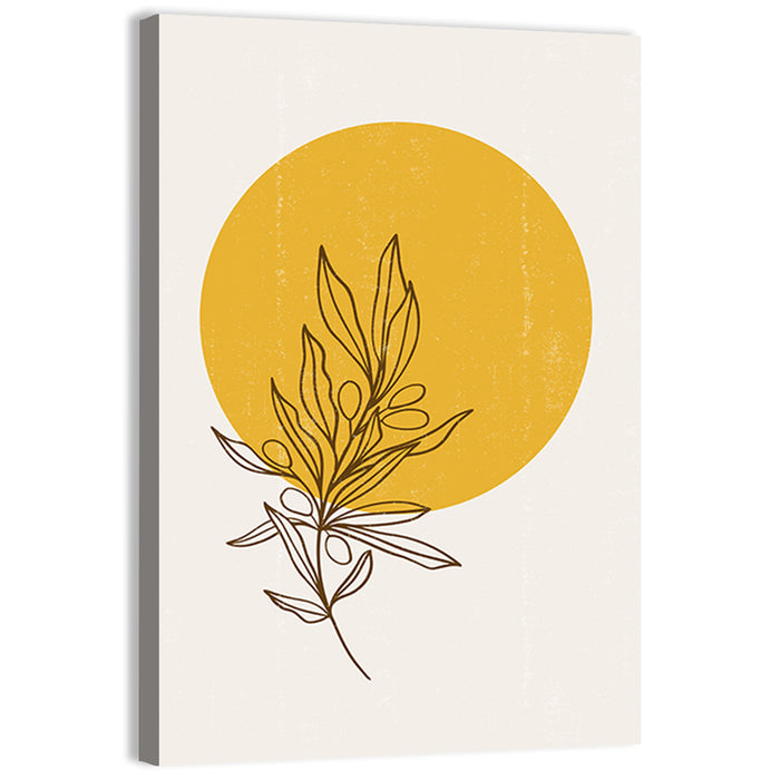 Olive Branch Sun Line Wall Art as a canvas print