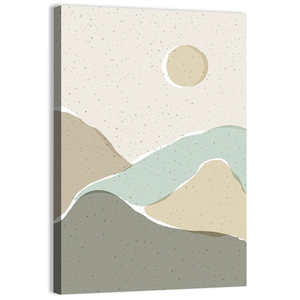 Layered Mountains and Sun Wall Art, canvas print, portrait