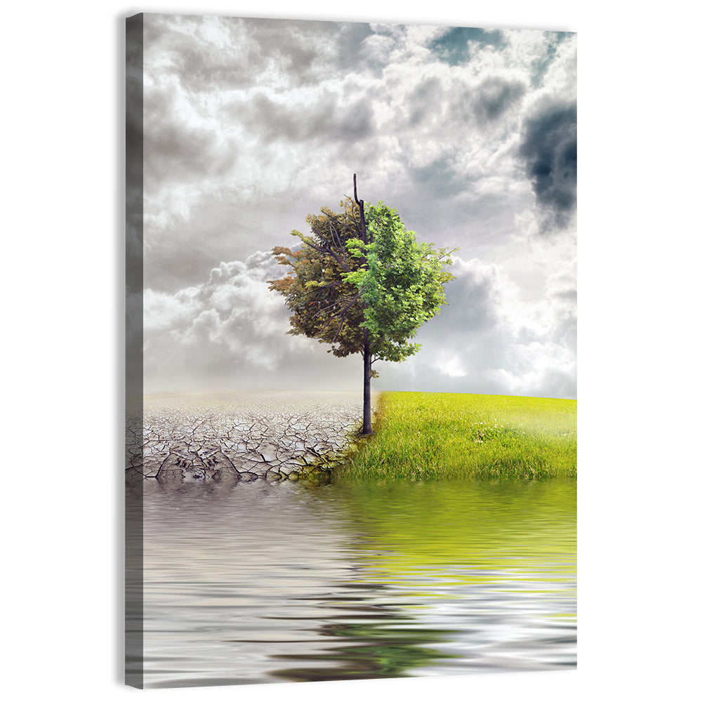 Tree Between Life and Decay Wall Art, canvas print, portrait