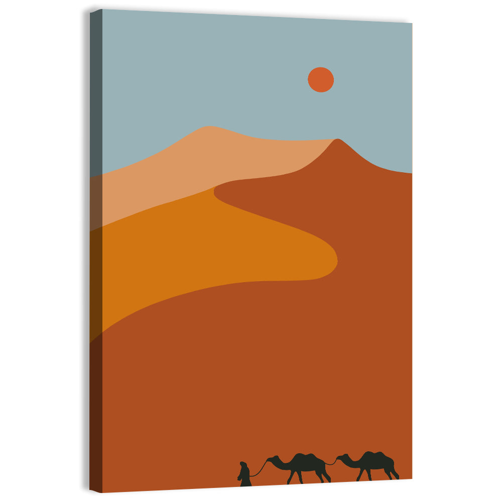 Desert Dunes with Camels Wall Art, canvas print, portrait