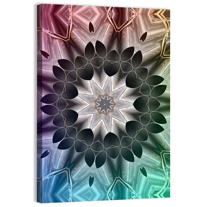 Kaleidoscope Leaf Mandala Wall Art as a canvas print