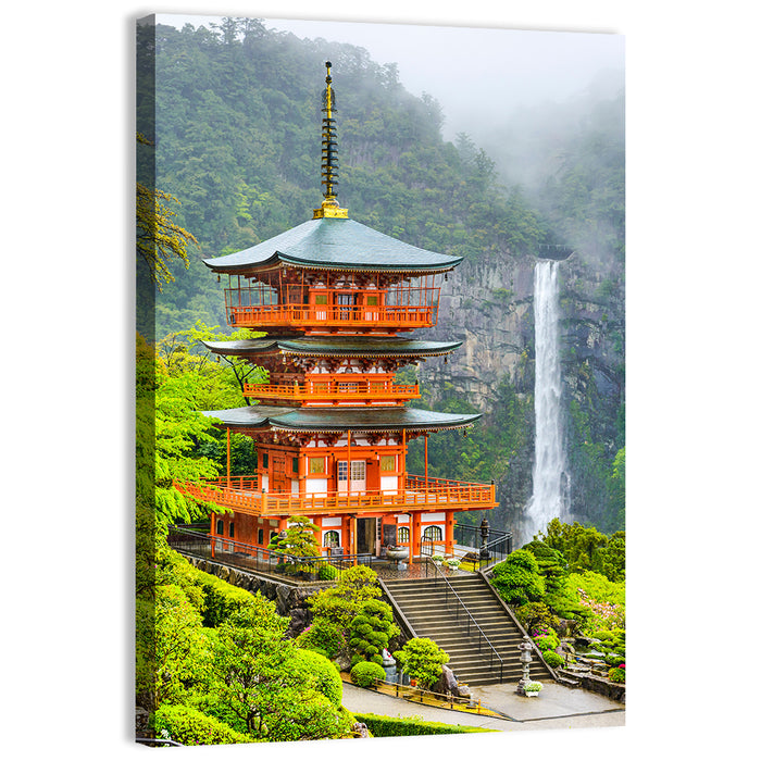 Seiganto-ji Pagoda at Nachi Falls Wall Art as a canvas print