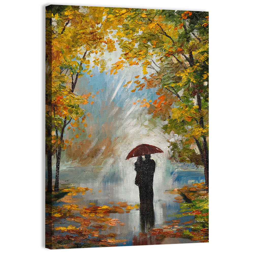 Couple in Autumn Forest Wall Art, canvas print, portrait