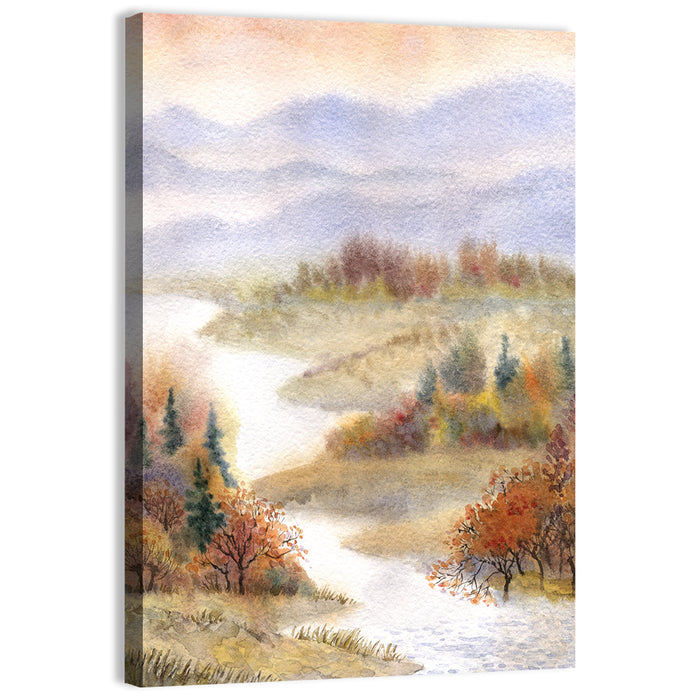 Autumn River Landscape Wall Art as a canvas print