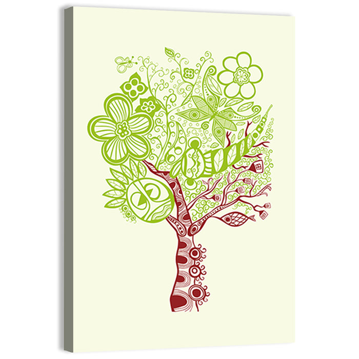 Surreal Tree with Sun Face Wall Art as a canvas print