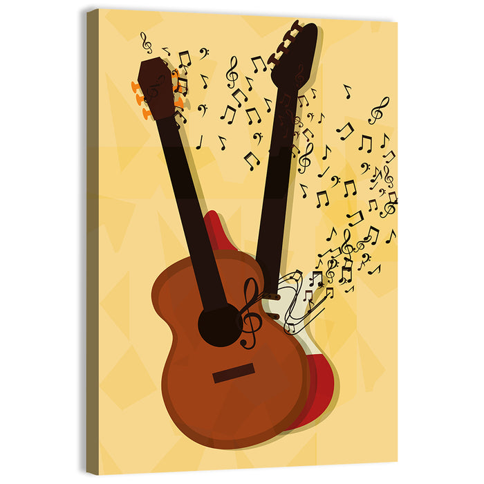 Twin Neck Guitar Illustration Wall Art as a canvas print