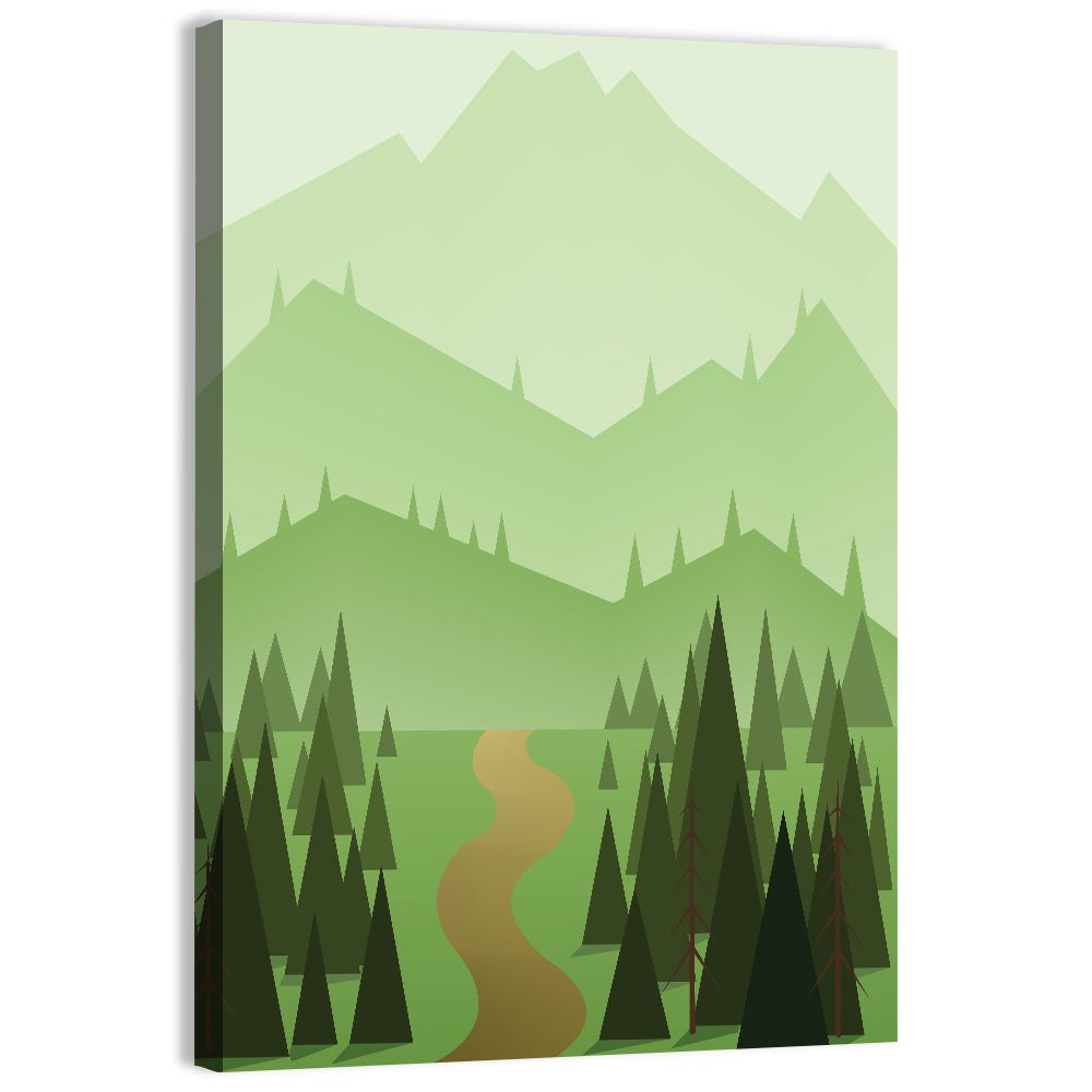 Winding Path Through Green Hills Wall Art, canvas print, portrait