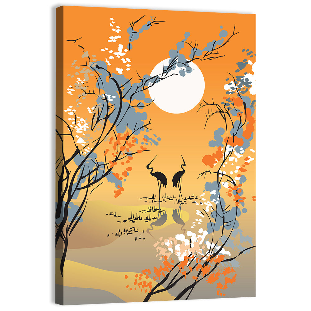Four Seasons Moon Illustration Wall Art, canvas print, portrait