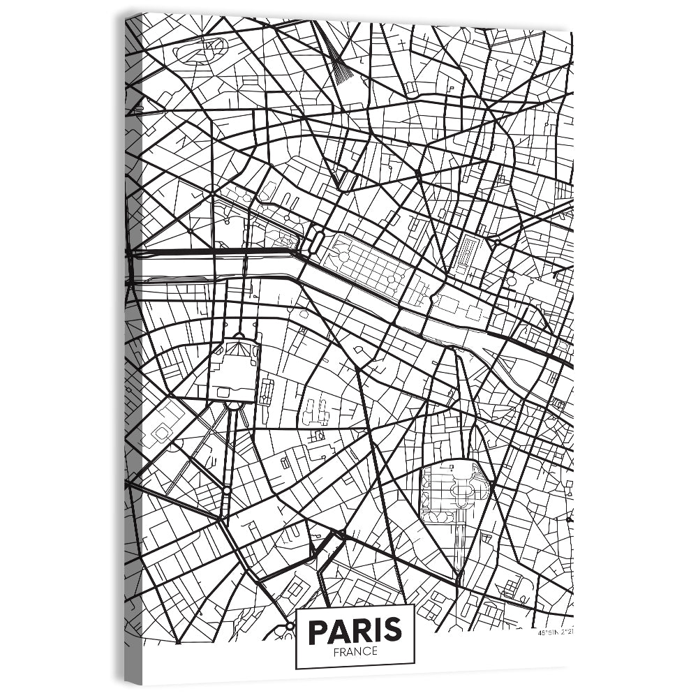Paris City Map Wall Art