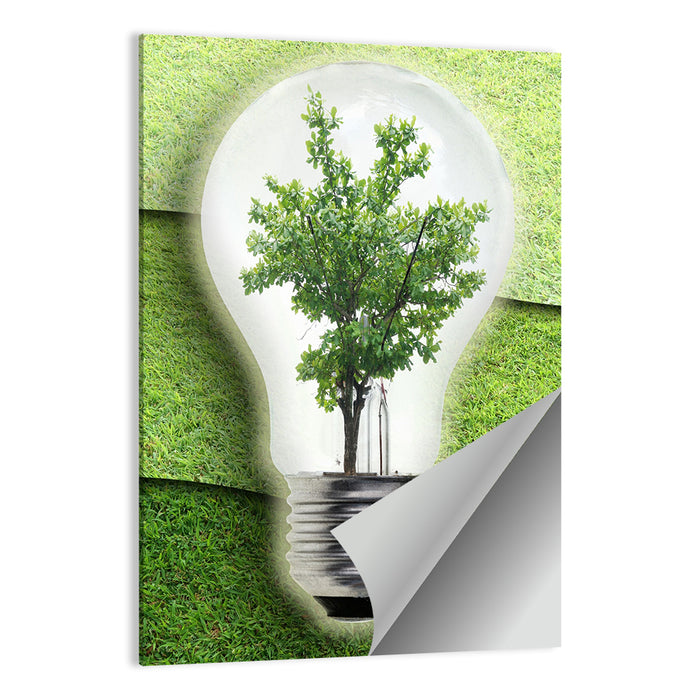 Light Bulb Tree Earth Concept Wall Art as a poster print